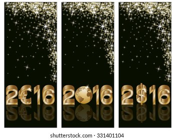 New 2016 year banners, vector illustration