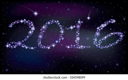 New 2016 year cosmos card, vector illustration