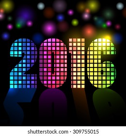 New 2016 year disco colorful mosaic vector background.