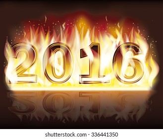 New 2016 Year flame fire vector background