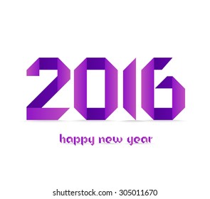 New 2016 year greeting card made in purple polygonal origami style