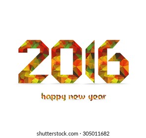 New 2016 year greeting card made in colorful polygonal origami style