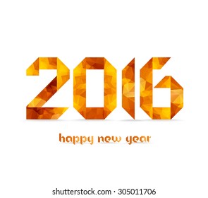 New 2016 year greeting card made in polygonal origami style