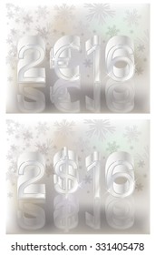 New 2016 year silver banners, vector illustration