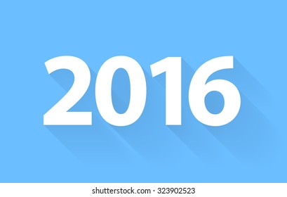 New 2016 Year. Vector text with a shadow on a blue background