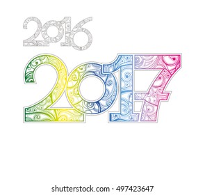 New  2017, old 2016. Vector design template for calendars, Christmas cards, New Year's design and etc. Decorative figures. 
