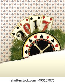 New 2017 Year casino background with poker elements, vector illustration