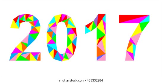 New 2017 year greeting card made in origami style, vector illustration.