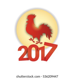 New 2017 Year Rooster Bird Sign Asian Horoscope Flat Vector Illustration