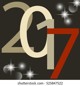 New 2017 Year. Seasons Greetings. Light Garlands. Colorful Winter Background. Vector illustration