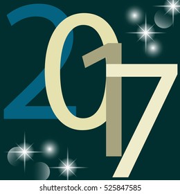 New 2017 Year. Seasons Greetings. Light Garlands. Colorful Winter Background. Vector illustration