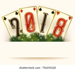New 2018 poker year, vector illustration