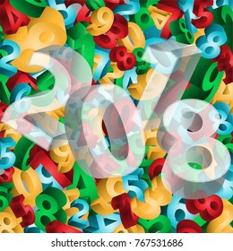 New 2018 year, 3d card, vector illustration