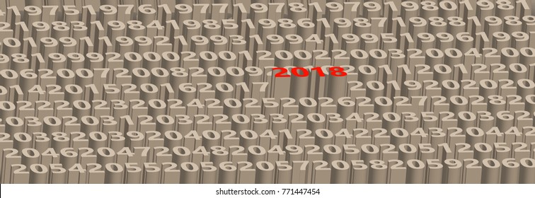 New 2018 year 3D card, vector illustration