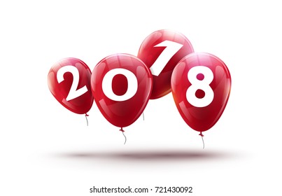 New 2018 year balloons design. Happy balloon vector decoration for new year celebration.