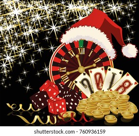 New 2018 year casino wallpaper, vector illustration