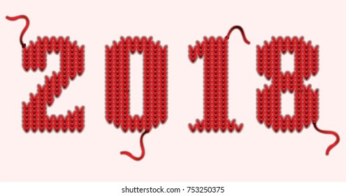 New 2018 year knitted banner, vector illustration