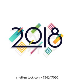 New 2018 Year vector design element in trendy futuristic memphis style
