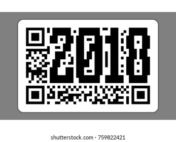 New 2018 Year Vector QR Code Tag