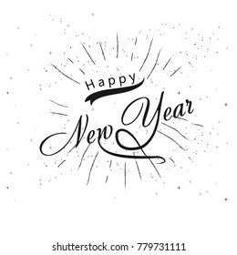 With The New 2019. New year holiday. Greeting card design with hand lettering inscription for winter holidays. Vector illustration