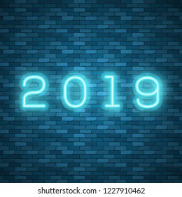 New 2019 year, vector illustration. Perfect for presentations, flyers and banners, leaflets, postcards and posters. EPS10