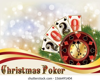 New 2020 year, Christmas casino invitation background, vector illustration