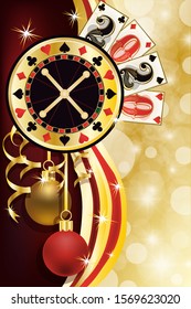 New 2020 year, Christmas casino  banner, vector illustration