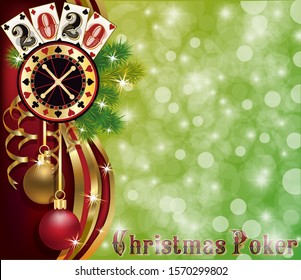 New 2020 year, Christmas casino  wallpaper, vector illustration