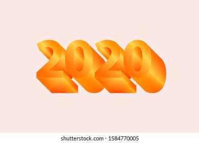 New 2020 year. Cubic 3D numbers.