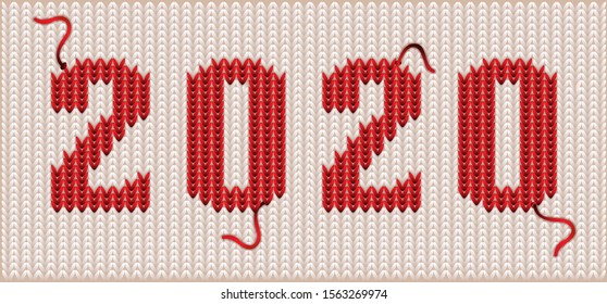 New 2020 year knitted wallpaper, vector illustration