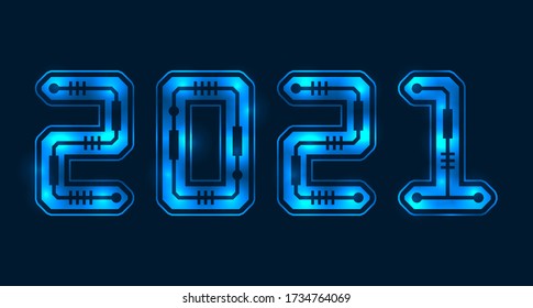 New 2021 Year. Futuristic Background. Future Technology Template