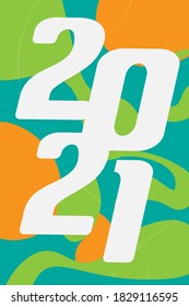 New 2021 year vector card design with paper cut style as a background for posters, book covers, flyers