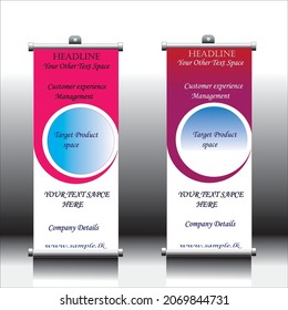 New 2022 roll up banner design Editable vertical template vector, geometric abstract background, modern x-banner and flag-banner, Vector illustration
