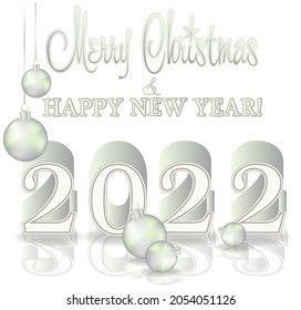 New 2022 year, beautiful white Christmas background, vector illustration