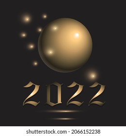 New 2022 year poster and background magic gold