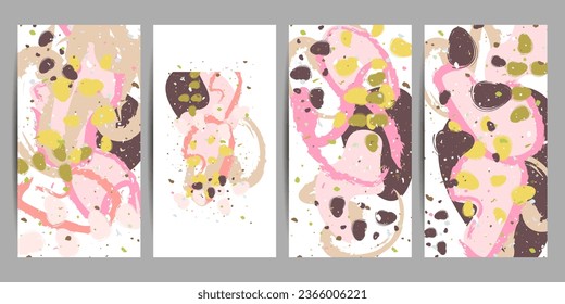 Nuevo 2023 2024 Simple cepillo de pintura confortable tranquilizador pastel muted tonos pálidos plantillas de tarjetas de colores calmados pálidos conjunto. Colección de invitaciones románticas