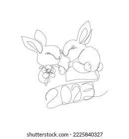 New year’s 2023 card . Chinese new year 2023 year of two Rabbit  cartoon in single line style. New year symbol 2023 logo. year of the rabbit silhouette illustration isolated flat continues line vector