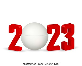 New 2023 table tennis on a white background. Vector illustration.