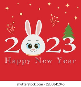 New 2023 year card with the rabbit