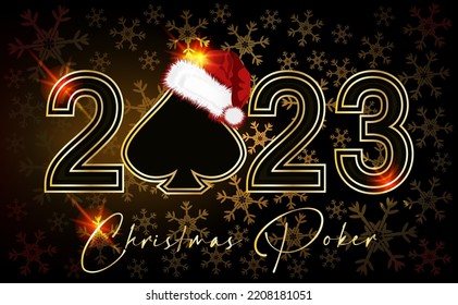 New 2023 year, Christmas Casino banner with spade poker . vector illustration	