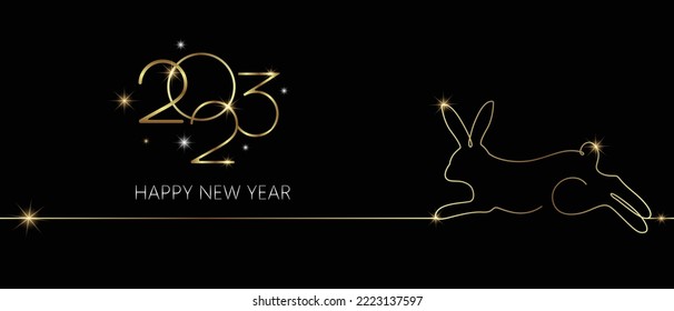 New 2023 year of the rabbit. Greeting card, banner template for the new year.