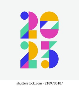 New 2023 Year typography design. Colorful geometric composition. Vector illustration.