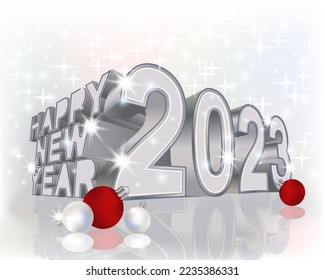 New 2023 year winter banner with xmas balls, vector illustration	