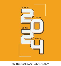 Nueva plantilla de diseño de texto de Año Nuevo Feliz 2024. Ilustración vectorial.