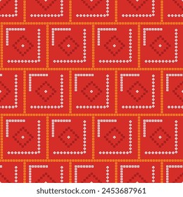 New 2024 Indian Traditional Chunri Bandhani design allover seamless repeat pattern on Dark Orange Background 