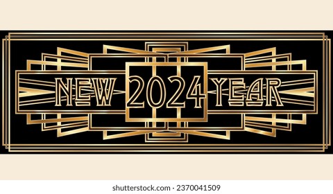 New 2024 Year banner, art deco style, vector illustration