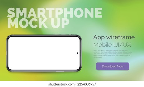 New 3d horizontal smart phone mockup for infographics, presentation or UI design interface. Vector illustration of smartphone frame with blank screen template