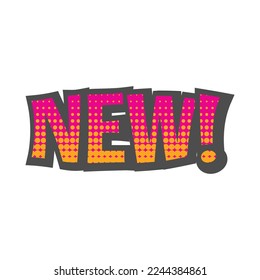 New! 3d letters with halftone vector. New lettering colorful pop art.