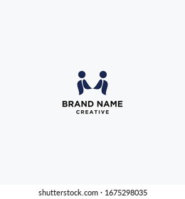 New abstract 2 Two people Letter M logo template vector design.