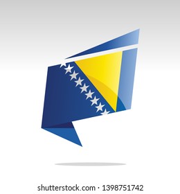 New abstract Bosnia and Herzegovina flag origami logo icon button label vector